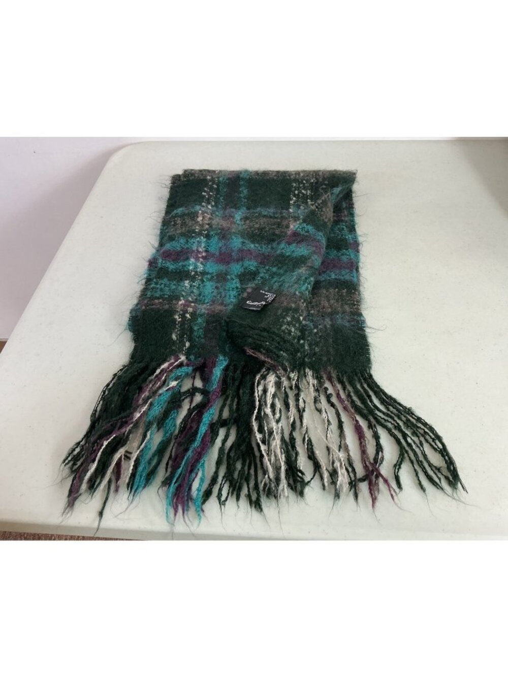 Vintage Guillaume de Mons Plaid Scarf Wool Mohair Alpaca Made in France